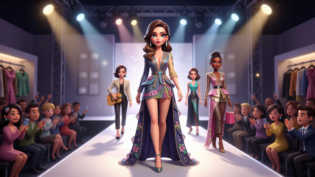��Ůʱװ�� ��Ϸ��ʱװ�㳡������ɫ���Ż�����װ���㣬��̨�ƹ��貣��������飬3D��Ⱦ���