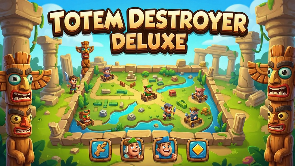 �ƻ��ߺ�����(Totem Destroyer Deluxe) ��Ϸ�������ͼ��չʾ�����Ĺؿ�ѡ���ͼ����Ŀ����Ϸ���⣬��ͨ��Ⱦ���ɫ������������Ϊ�Ŵ��ż���UIͼ������������ľ��ͼ��Ԫ�أ������Χ������Ȥ���ʺ���Ϊ��Ϸ��������
