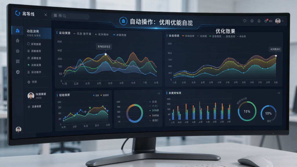 高等线 功能演示 显示自动操作和优化效果,界面数据可视化,色彩清晰,突出实用性