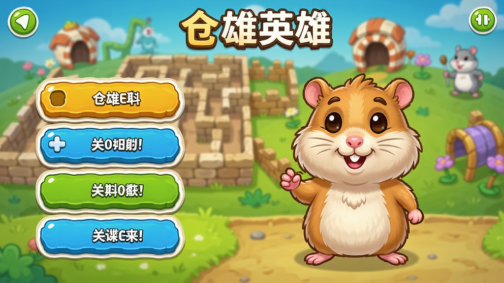 ����Ӣ�� �������ͼ ��ʾ��Ϸ���˵��͹ؿ�ѡ����棬��ͨ�������ɫ�ʣ������ɫ����ɰ����������Թ�Ԫ�أ�UI������������廭��