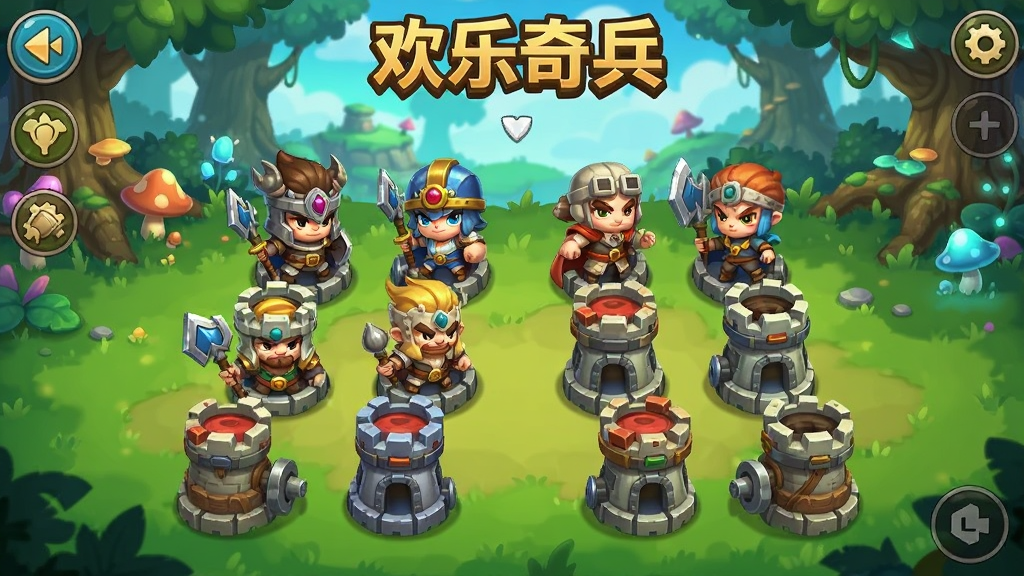 ������� ��Ϸ�����棬Q�濨ͨ���չʾ�����ϵӢ�۽�ɫ�Ͳ�������ķ��������ͣ�ɫ��������UI����������Ϊ���ɭ�֡�