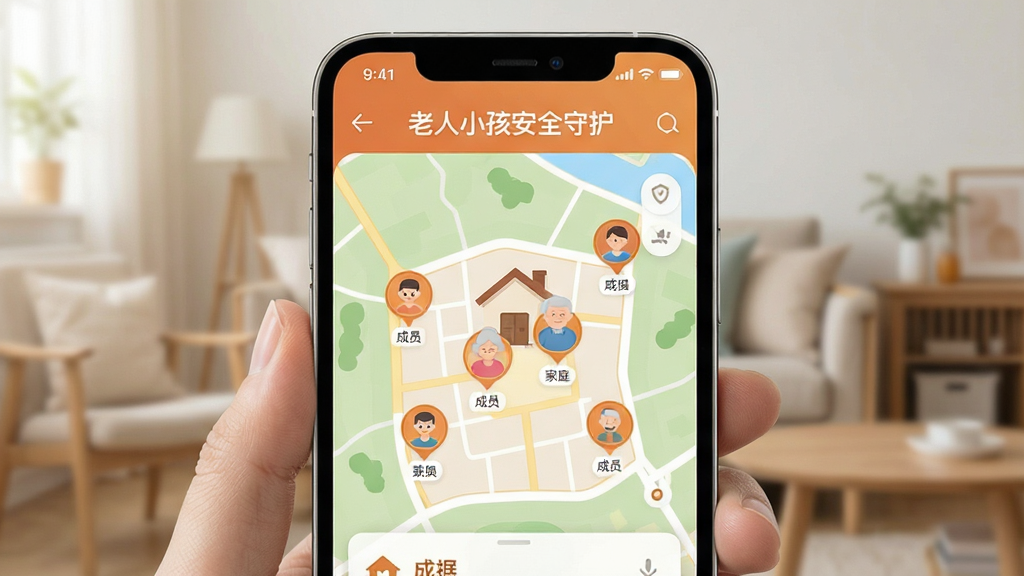 ��������Ϊ�ֻ���Ļչʾ������С����ȫ�ػ��������棬��Ļ����ʾ��ͥ��ͼ���Աλ��ͼ�꣬���沼������������ůɫϵ��������Ű�ɾ����࣬ϸ�ڰ����������ź�ͼ�꣬���ʸ��壬�ɾ��޶���Ԫ��