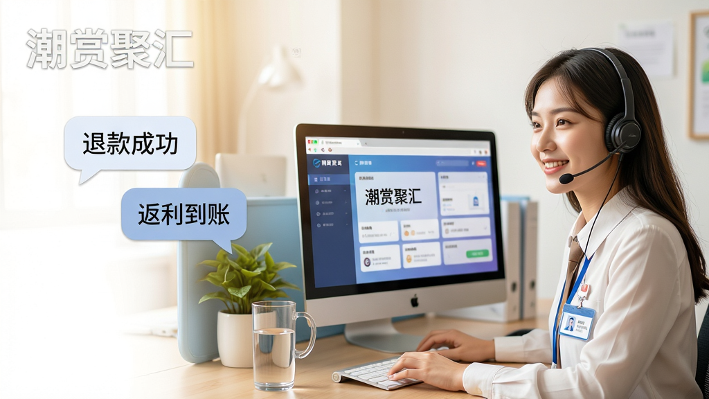 ���壺һλ΢Ц������Ů�Կͷ���Ա����������ڰ칫��ǰ����ǰ�ĵ�����Ļ����ʾ�����;ۻ㡱�Ŀͷ�����̨���档���֣��ͷ���Աλ�ڻ����Ҳ�����֮һ����������������öԻ�������ʽ�г��ˡ��˿�ɹ��������������ˡ��ȹؼ��ʡ��Ű棺�������Ͻ��а�͸���ġ����;ۻ㡱Logoˮӡ�����дʵ��Ӱ��񣬻���������ů��ϸ�ڣ��ͷ���Ա��ǰ������ƣ�������ˮ������ֲ�����ʣ�רҵ��Ӱ�����ʣ�������Ȼ���ɾ����޶���Ԫ�ء�