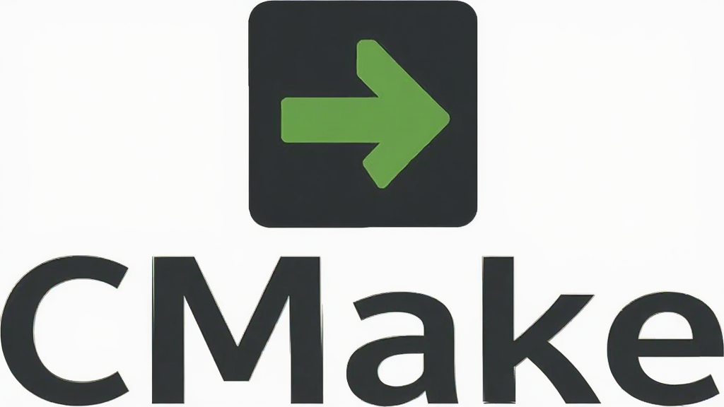 ͼƬ����չʾCMake�Ĺٷ�Logo��һ��������ɫ��ͷ�ķ���ͼ�꣬����Ϊ�ɾ��Ĵ���ɫ�����ּ��󷽣�Logo�·������ɫ������д��