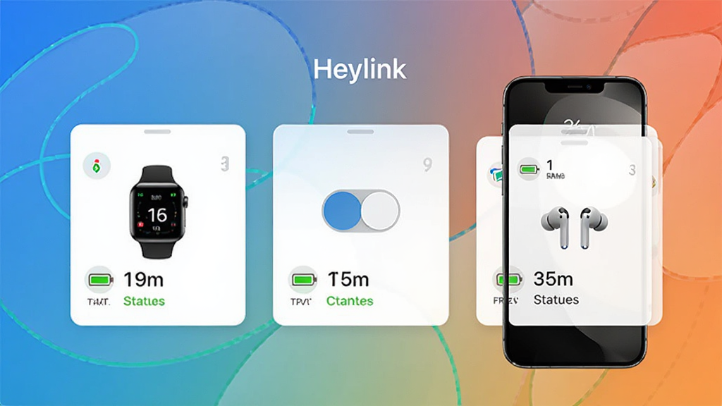 չʾHeylink���豸���������Ԥ��ͼ����Ļ��ͬʱ��ʾ�����ֱ��������������ֻ������豸�Ŀ�Ƭ��ÿ����Ƭ���е���ͼ�������״̬��������һ���л���ť������Ϊ����ɫ�������Ӿ���η������ɾ�������Ԫ��
