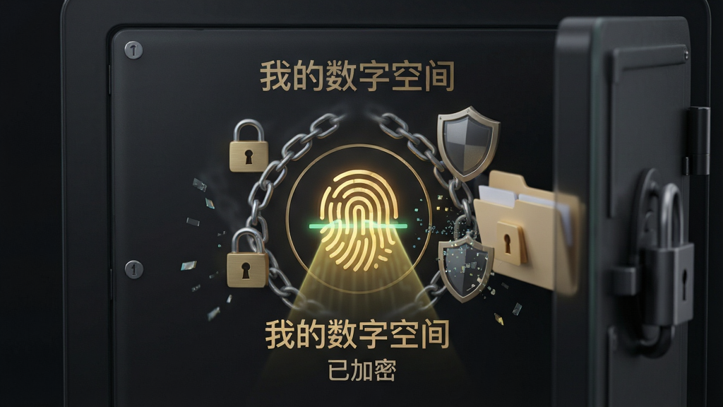 ��д��ͷչʾ���ҵ����ֿռ䡱��˽���չ������棬����Ϊ��ɫĥɰ�����ʸУ�������һ������Ľ�ɫָ��ͼ�꣬��Χ�����ż������������ͼ�Σ�����Ϊ�������ļ��б����۱������������أ��Ű���жԳƣ����Ƽ����밲ȫ�в��أ�ϸ������ָ��ɨ�������������Ƭ�����ӣ�����ϸ��ɾ����޶���Ԫ�أ�ͼƬ��������ʾ���ҵ����ֿռ䡱�롰�Ѽ��ܡ�