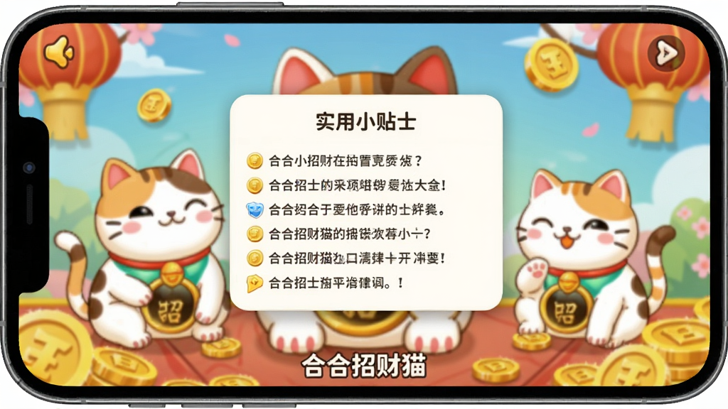 �ֻ�������ʾ��Ϸ�����棬�������С�ʵ��С��ʿ�������������ǺϺ��в�è����Ϸ��������è��ͽ��Ԫ�أ��������г�����������ʾ������������UI��࣬��ͨ��񣬸ɾ��޶���Ԫ�أ�ͼƬ�ײ��С��Ϻ��в�è������