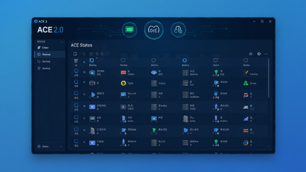 ACE 2.0 ����������Ԥ��ͼ��չʾ�����ӹ������ܣ������������ɫ�Ƽ����������ȫ���豸�б�����������Ŀ������״ָ̬ʾͼ�꣬����Ϊ�ɾ��Ľ����ɫ�����岼������ֱ�ۣ�����ϸ��ɾ��޶���Ԫ��
