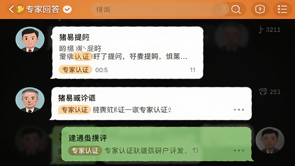 ���壺����ͨAPP�������۽��棬��ʾ�û����ʺ�ר�һش𡣲��֣��Ի�����ʽ���У�ͷ���������Ű棺������ǿ������罻����ܰ��ϸ�ڣ������С�ר����֤����ʶ���ԡ����ʣ��ɾ�����Ȼ���޶���Ԫ�ء�