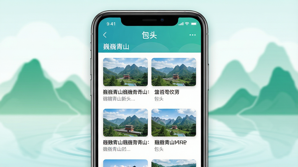 ��������Ϊ�ֻ���Ļ��д����Ļ��������ʾ��ΡΡ��ɽ��APP�������б����棬�����г������ơ���ͷ���������б����ж�����������ͼ�����岼�����ֻ�Ϊ���ģ���Χ���Ե�������ɽ������ˮ����Ԫ�أ���ʾ������Ѷ��������ɿ����Ű���þ��й�ͼ���ֻ���Ļ������Ϊ�Ӿ����㣬�����黯���������Ϊ�ִ���ƽ�����������ɫ��������ɫ�Ͱ�ɫΪ�������ʸ��壬�ɾ��޶���Ԫ�ء�