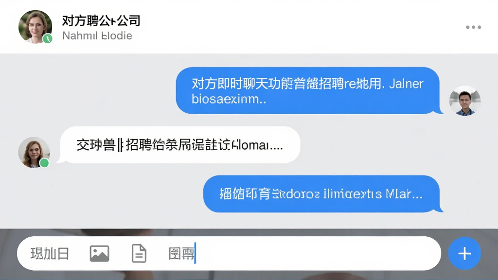 ��Ƹ�޼�ʱ���칦�ܽ����ͼ���Ի������������ײ��������͡�+���Ű�ť��������ͼƬ���ļ���������ʾ�Է���˾���ƣ�����Ϊǳ��ɫ�������࣬ͻ����������ԣ����ʸ��塣