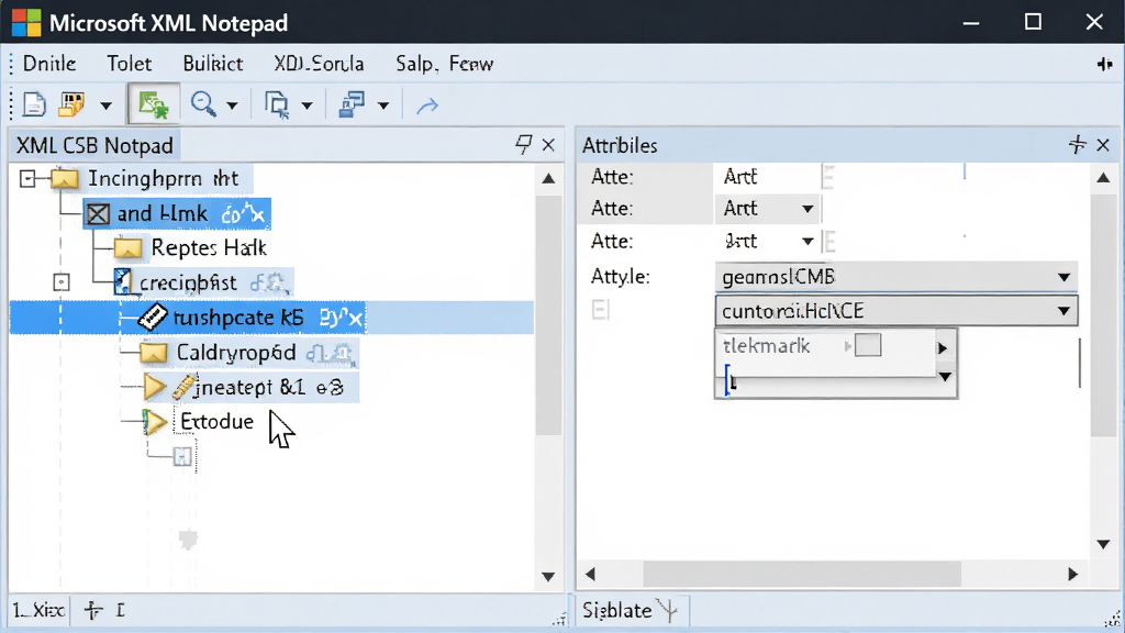 ����ΪMicrosoft XML Notepad���������νڵ㱻���ѡ�е�״̬���Ҳ����Ա༭�򵯳������˸�����岼�����ҶԳƣ����Ϊ�����Ĺ��ܽ�ͼ���ϸ�ڰ����ڵ������ɫ����������ֵ�޸������˵������ʸ���ɾ��޶���Ԫ��