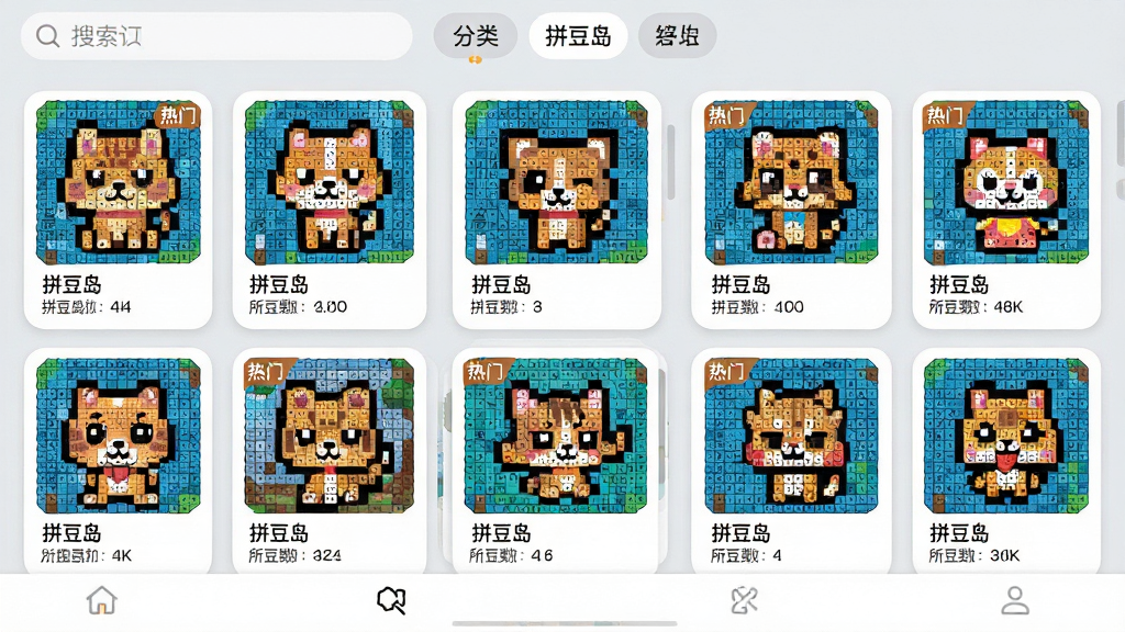 ���壺ƴ����Ӧ���ڵ�ͼֽ��������ͼ����������ʽչʾ�����ȳ�Ϳ�ͨ��ɫ��ƴ��ͼֽ�����֣�����������»���������֣��������������ͷ����ǩ���ײ�Ϊ��������ͼֽ��Ƭ�Ⱦ����С��Ű棺ÿ��ͼֽ��Ƭ�·���ע�С�ƴ������ˮӡ�����趹����������Ϣ�����׶�����񣺱�ƽ��UI��Ʒ�񣬱���Ϊ�ɾ���ǳ��ɫ����ƬԲ����ͣ��Ӿ�Ч�����ࡣϸ�ڣ�ͼֽ�ϵ����ظ����������ɫ�������������ͼֽ��ʾ�����š��Ǳꡣ���ʣ�4k���廭�ʣ�����Ԫ�ر�Եƽ�����޶���װ��Ԫ�ء�