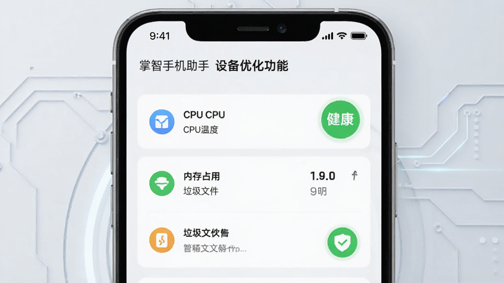 �����ֻ������豸�Ż�����չʾͼ��������ʾ�ֻ������������CPU�¶ȡ��ڴ�ռ�á������ļ���ָ�꣬������ɫ������ʶ������Ϊǳ��ɫ�Ƽ���񣬸ɾ��޶���Ԫ��