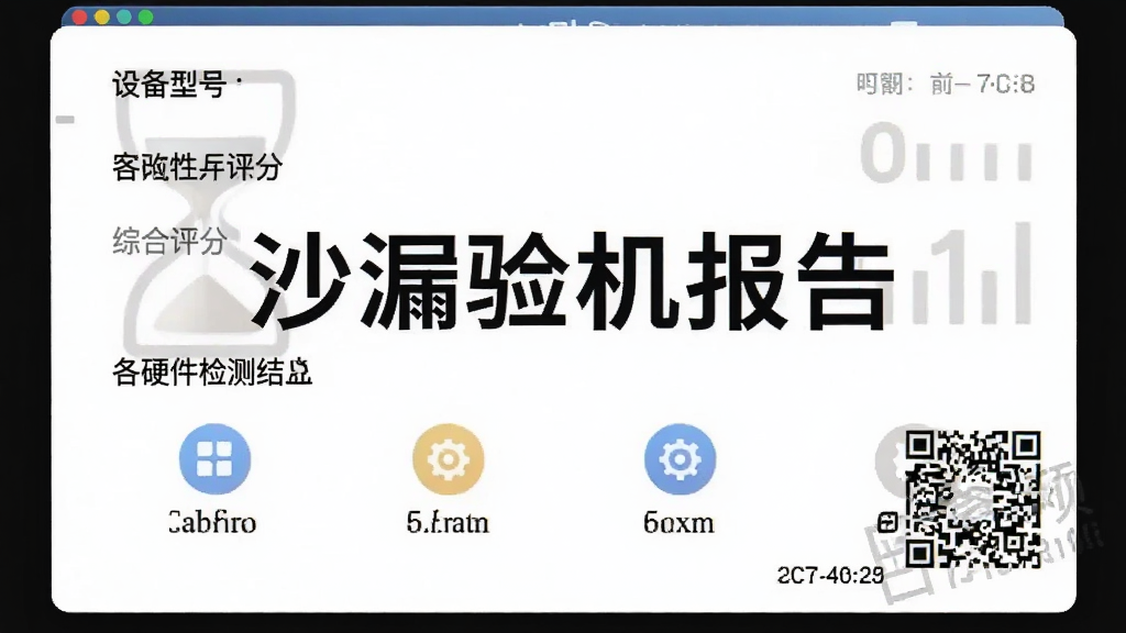 һ�ű����������Ԥ��ͼ��������ɳ©������ɵĵ��ӱ��濨Ƭ�����ִ��ϵ�������Ϊ�豸�ͺš��ۺ����֡���Ӳ�������ͼ�꣬��������࣬ϸ�ڰ�����ά����ʱ���ˮӡ�����ʸɾ��޶���Ԫ�أ����ֱ�ע��ɳ©������桱