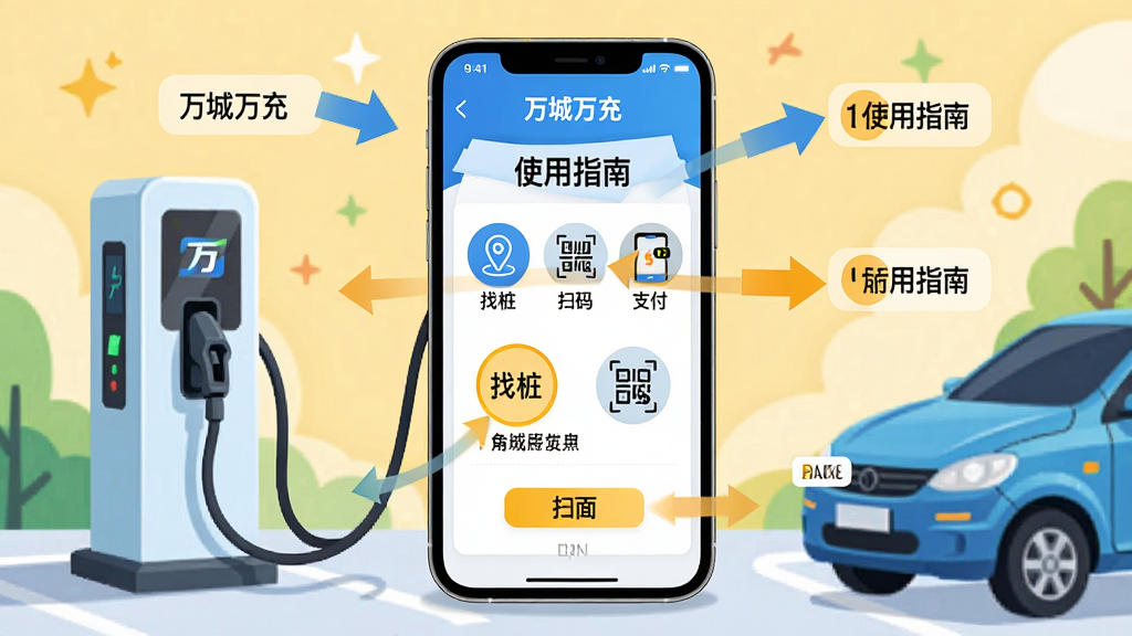 ���壺һ�������ֻ���ʾ�������䡱Ӧ�õ�ʹ��ָ��ҳ�棬�Ա��г��׮�ͳ��������֣��ֻ�λ�����룬��Χ�м�ͷ�����ֱ�ע�������衣�Ű棺�����б��������ص����ʹ�ø���ԲȦ��ǡ���񣺽����Բ廭���ɫ�����죬�������⡣ϸ�ڣ��ֻ���Ļ���С���׮������ɨ�롱����֧������ͼ�꣬�����ԡ�ʹ��ָ�ϡ����������ʣ����壬����ɾ����޶���Ԫ�ء�