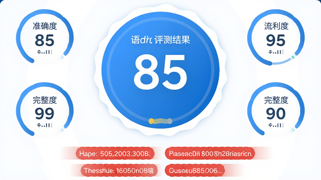չʾ�Ͻ�Ӣ��App����������ҳ���ʾ��ͼ��������һ������85��Բ�γɼ�������Χ�ֲ���׼ȷ�ȡ������ȡ�����������С��÷֣��·��з�������׼���ʵĺ�ɫ����б���������ɫ����ɫ�Ͱ�ɫΪ����������רҵ���Ѻã����������ɾ�