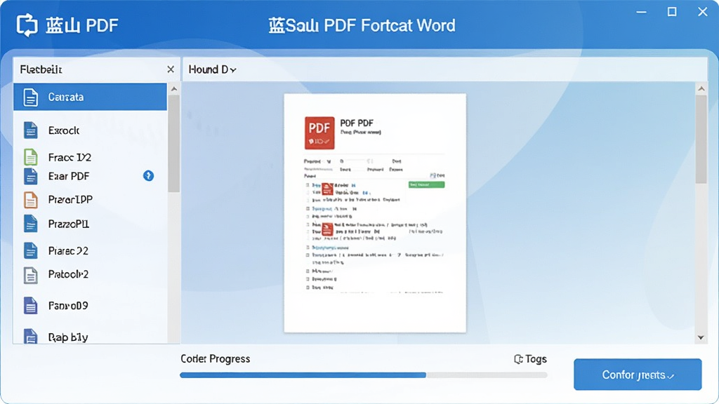 ��ɽPDF��ʽת�����ܽ����ͼ����ʾһ���ĵ����ڴ�PDFת��ΪWord�Ĺ��̣�����չʾ�ļ��б���ת��������������Ϊ���׽��䣬��������������ͻ�����ܰ�ť�����ʸɾ������
