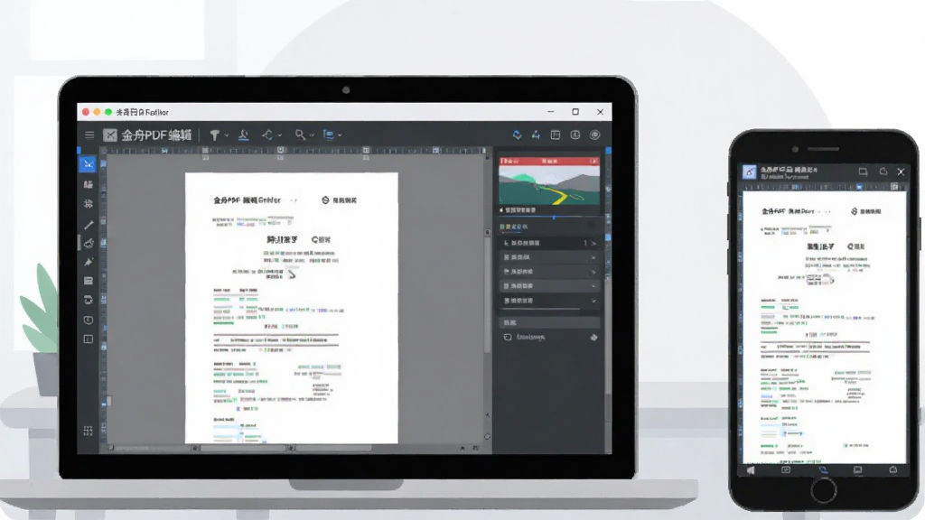 һ����ƽ������ͼ��չʾ����PDF�༭���ڵ������ֻ��ϵĿ�ƽ̨ʹ�ó��������Ϊ�ʼǱ�������Ļ��ʾ�༭���棬�Ҳ�Ϊ�����ֻ���Ļ��ʾ��ͬ�ĵ�������Ϊ����ɫ�칫���棬����ɫ�����£�ͻ�����豸Эͬ���ݲ��������ʸɾ��޶���Ԫ�ء�