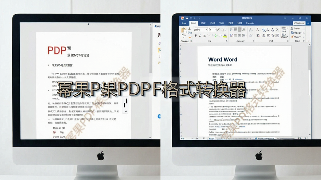 一张展示使用幂果PDF格式转换器成功转换后效果对比的图片,主体为左右分屏对比,左侧是原PDF文件内容,右侧是转换为Word后的可编辑文档,布局清晰,风格写实,屏幕中显示“幂果PDF格式转换器”软件水印,强调高保真转换效果,画面明亮干净,无多余元素