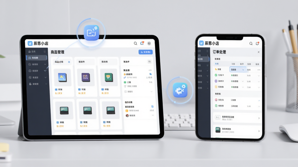 ��������Ϊ�칫�����ϵ�ƽ�����ֻ�ͬʱ��ʾ����˼С�ꡱ��̨�������Ļչʾ��Ʒ����ģ�飬�Ҳ���Ļչʾ�����������̡����ֲ��÷����ԱȽṹ���Ű��������������Ϊ�ִ���ƽ�������΢3D�ʸУ�����Ϊ�ɾ���ǳ��ɫ����������ϸ����ͻ�����豸����ͬ��ͼ�꣬���ʸ��壬������ͣ����崫�ݸ�ЧЭͬ��һ�廯����������޶���Ԫ�ء�