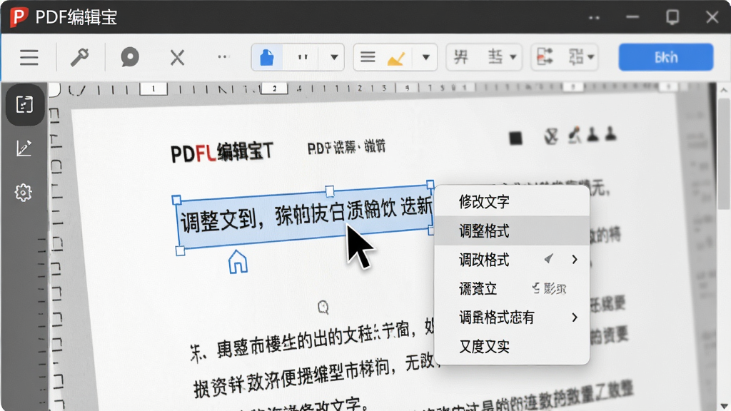��д��ͷչʾ��PDF�༭�����ı༭���棬�������ѡ��һ�����ֲ������༭�˵����˵��а������޸����֡�����������ʽ����ѡ�ҳ�汳��Ϊ�򿪵�PDF��ͬ�ļ��������������࣬��ť�����ɼ�������ϸ�ڷḻ����ʵ��ǿ�����ʸɾ�