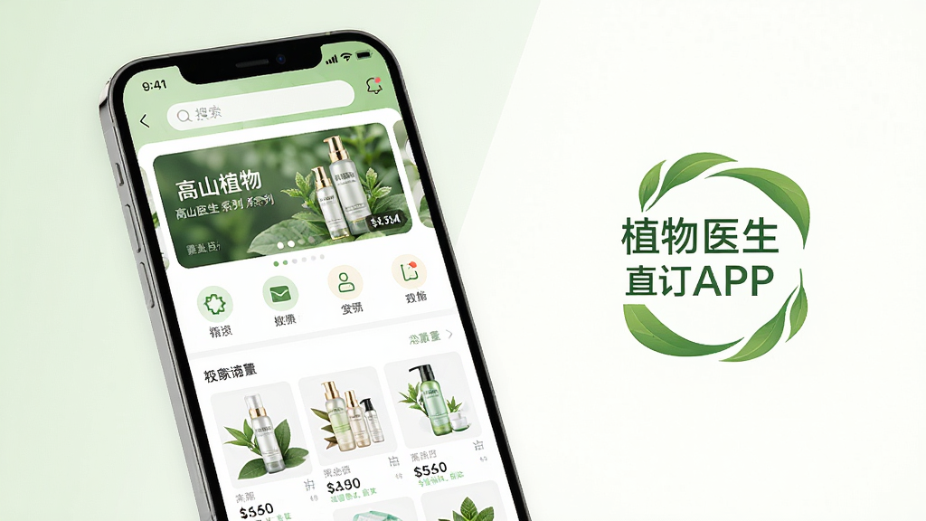 ���壺һ��������Ļ�������ֻ�����Ļ��չʾ��ֲ��ҽ��ֱ��APP���Ĺ�����棬����������ʾ����ɽֲ�ϵ�л���ƷͼƬ��۸񡣲��֣��ֻ����ڻ�������ƫ���Ҳ����״��С�ֲ��ҽ��ֱ��APP����������Ҷ���Ƶ�LOGO���Ű棺���ĵ���APP���沼�֣����ϵ�������Ϊ��������Banner�ֲ�ͼ������ͼ��������Ʒ�ٲ���������ִ���Լ��������Ȼ��ǳ��ɫ���ɫΪ��ɫ����ϸ�ڣ���Ļ�е���ƷͼƬ�����ɱ棬����ͼ��Բ�����廭�������ɾ������ʣ�������Ⱦ��ϸ�ڷḻ���ɾ����޶���Ԫ�ء�