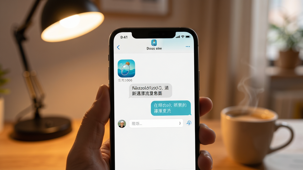 ͼƬ����Ϊ����Ư��ƿ���ֻ��ϵ�����״̬ͼ���ֻ���Ļ��ʾ������棬����Ϊ��ܰ�����ڻ�������̨�ƺͿ��ȱ������ֲ����ֻ���Ļ��д����Χ�����黯�����Ϊдʵ������Ӱ�磬ůɫ����ϸ����չʾƯ��ƿͼ��ͻظ����ݣ����ʸ��壬�ɾ����޶���Ԫ�ء�