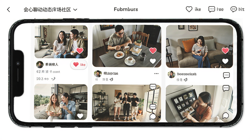 �����Ķ�̬�㳡����ҳ�棬�ֻ���Ļ�ٲ���չʾ�û���������Ƭ�����֣�����Ϊ���������������������ʽ����������ϸ���а��ĵ��ް�ť������ͼ�꣬�����������޶���Ԫ��