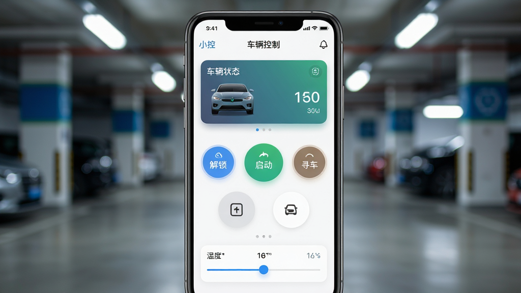 ��������Ϊ�ֻ�����չʾ��С�ء�APP�ġ��������ơ�ҳ�棬����Ϊģ���������ִ����³��⡣��Ļ�ڲ��ֻ���Ϊ�Ϸ�����״̬��Ƭ���м�Ϊ������������Ѱ���ĸ���Բť���·�Ϊ�յ��¶ȵ��ڻ��������Ϊдʵ��Ӱ��UI�����ϣ��ֻ���Ļ���������ɼ�������ƹ��γ�Ư����ߣ����ʸ��壬�ɾ��޶���Ԫ�ء�