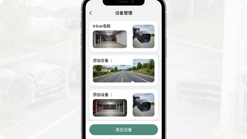 ���壺Roadcam IOT�豸�б����棬��Ļ���г���̨��¼���豸�������ߣ����֣��ֻ�����������У��豸��Ƭ�������У�ÿ�ſ�Ƭ��ʾ�豸����������ͼ���Ű棺�����С��豸���������⣬�ײ��С������豸����ť����񣺱�ƽ����ƣ���ƬԲ�ǣ�ϸ�ڣ�ÿ̨�豸����ͼ��ʾ��ͬ�������г��⡢��·��ͣ���������ʣ�8K���ɾ����޶���Ԫ��