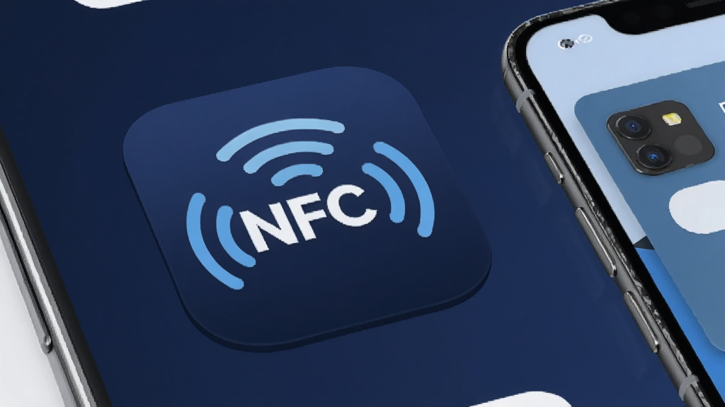 �ֻ�NFC��ɨ�������ֻ�������ͼ����д��Բ�Ƿ���ͼ�꣬����Ϊ����ɫ���м���NFC�źŲ���ͼ�����Ա���һ���ֻ��Ϳ�Ƭ��������ɾ���������ϸ�ڣ���Ʒ��Ⱦͼ���޶���Ԫ��