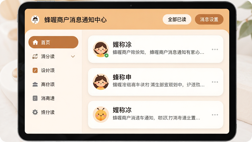����̻���Ϣ֪ͨ���Ľ��棬���Ϊ��Ϣ���ർ�����Ҳ�Ϊ��Ϣ�б���ÿ����Ϣ��ʾͷ���ǳƺ�Ԥ�����֡������С�ȫ���Ѷ����͡���Ϣ���á���ť��������ɫ�º����£�����Բ�ǿ�Ƭ��ƣ��������׺��Ѻã��Ű�������ˬ�����ʸɾ����޶���Ԫ��