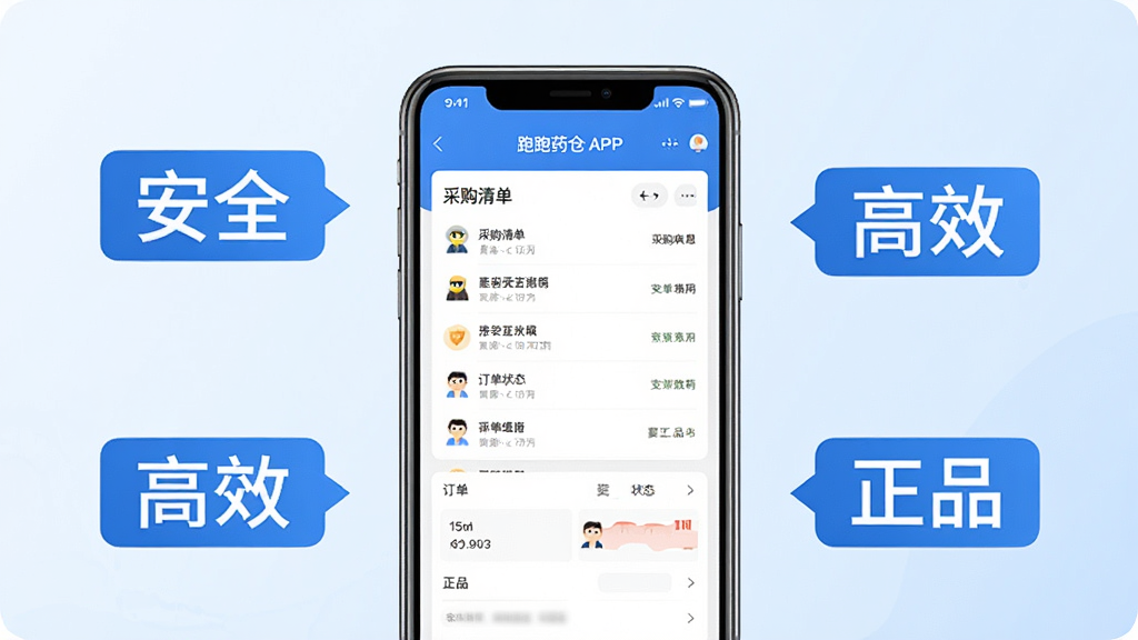 һ������ҩ��APPʹ�ý̵̳�˵��ͼ������������һ̨�����ֻ�����Ļ��չʾ�ɹ��嵥�붩��״̬���ֻ���Χ�С���ȫ������Ч������Ʒ������ɫ��ǩ������Ϊ�ɾ��Ľ�����ɫ�������������Լ�������������޶������֡�