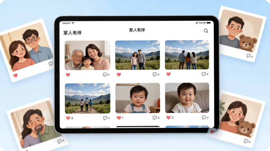 ��������Ϊһ��ƽ����Ժ���չʾ�������а顱���������棬��Ļ�ϴ������µ�������ȫ�Ҹ������з羰�����ӳɳ���¼����Ƭ����ͼ��ÿ����Ƭ�·��а��ĵ��޺�����Сͼ�ꡣƽ����ΧƯ���ż��ż��˵�ʵ����Ƭ��Ӫ������Χ�����岼�ֲ���ƽ���ӽǣ�����Ϊ����ɫ���䣬���дʵ��廭��ϣ�������ͣ�ϸ�ڳ������������ʸɾ��������޶���Ԫ�ء�
