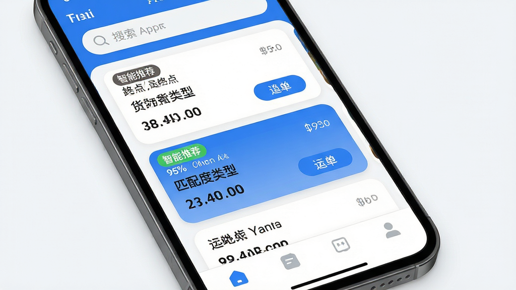 ���壺�����ֻ���Ļ��ʾС��Ѳ��APP�Ļ�Դ�Ƽ�ҳ�棻���֣��������������в�Ϊ����˵���Ƭ��ÿ�ſ�Ƭչʾ���յ㡢�������͡��˷Ѽ�����������ť���ײ�Ϊ���������Ű棺��Ϣ��ʽ�б�����ƬԲ����ƣ��ص���Ϣ�Ӵ���ʾ������ִ���ԼUI��ƣ�������ɫ����ƽ��ͼ�ꣻϸ�ڣ���Ƭ���Ͻ��С������Ƽ�����ǩ������һ�ſ�Ƭ������ʾƥ���95%���������ʣ���������ͼ��񣬸ɾ����޶���Ԫ�ء�