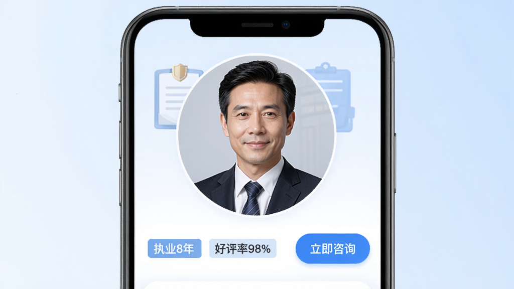 Ӯ��ʦ������ѯAPP����ʦƥ��ҳ��Ԥ��ͼ������������ʾһλ������װ����ʦͷ��ͷ���·��С�ִҵ8�ꡱ��������98%����ǩ���Ҳ��ǡ�������ѯ����ť������Ϊ����ɫ���䣬�����Ű����������רҵ��ϸ�ڷḻ�����ʸɾ�