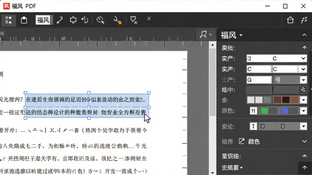 ��꿸߼�PDF�༭����������ֲ���д��չʾ���ڱ༭PDF�������ݣ����ѡ��һ�����֣��Ҳ���������ʾ���塢�ֺš���ɫ������ѡ�����������࣬ϸ�ڷḻ�����ʸɾ����޶���Ԫ��