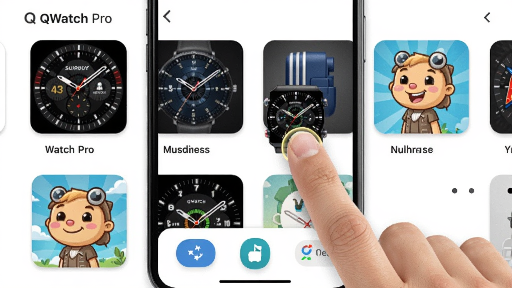 QWatch Pro�ı����̵���棬չʾ��ͬ����������ͼ�������˶����������Ϳ�ͨ����û���ָ���ڵ��һ����̣��ֻ������·���Ӧ�ð�ť������Ϊ����ɫ���Ű����룬ɫ�����ޣ�����ϸ��