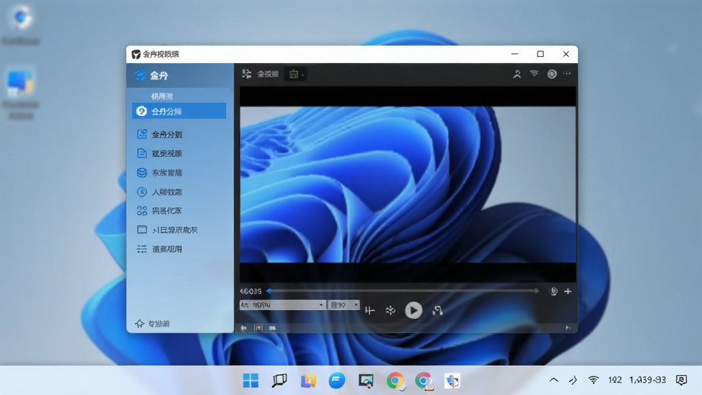 һ��չʾ������Ƶ�ָ�ϲ�����������Windows 11�����ϵ�ʵ��ͼ���������̶��ڵײ������������ھ�����ʾ���������ɫ���ܵ��������Ҳ�����ƵԤ�����棬������һ��ģ���������ֽ�����廭��ɾ��������������޶������֡�