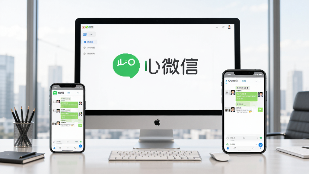 ��ҵ΢�����Ӿ�ͼ��չʾ��ҵ΢��LOGO���ֻ������Զ��Эͬ�칫����������Ϊ�ִ�����칫���棬�����ֻ���Ļ��ʾ��ҵ΢��������棬���־��У��Ű�����������Ƽ���������н�ϣ�ϸ�ڰ��������Ľ���Ԫ�أ����ʸ���ɾ����޶���Ԫ��