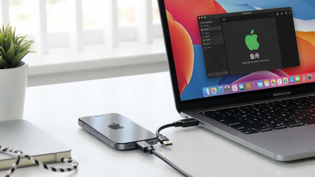����ƻ���ֻ�Ͷ��������������ģʽ����ͼ���ʼǱ�����ͨ��USB����������iPhone����Ļ��ʾ����Ͷ��״̬���棬�������࣬������������дUSB�ӿں�������ϸ�ڣ���ͼרҵ�������������޶���Ԫ��