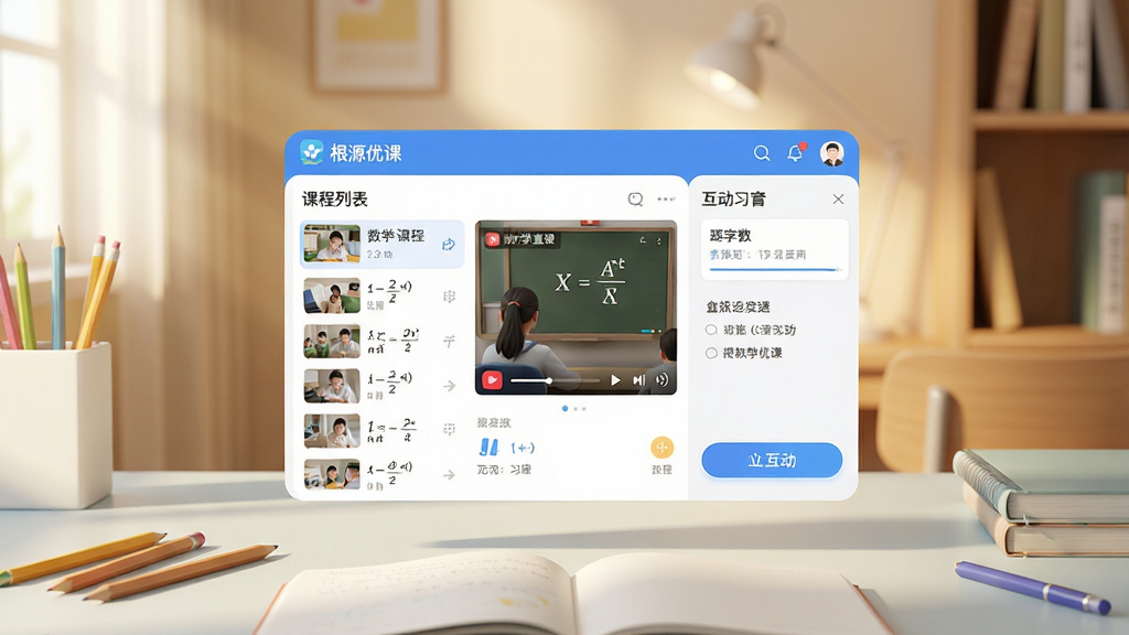 ��������Ϊһ����Ϊ����Դ�ſΡ������߽���APP���棬���������������Ϸ�������չʾ��ѧ�γ�ֱ�������뻥��ϰ�⣬��������ܰ�鷿��������䡣���ֲ��þ��й�ͼ��APP����ռ���Ӿ����ģ���Χ��׺Ǧ�ʡ��ʼǱ���ѧϰԪ�ء��Ű�������APP�����ڹ��ܷ������ԣ������γ��б������Ŵ����뻥����ť�����Ϊдʵ3D��Ⱦ����Ӱ��ͣ�ɫ���������ʡ�ϸ����ͻ��APP���ơ���Դ�ſΡ���������ѧ��ʽͼ�꣬���ʸ���ϸ�壬�ɾ��޶���Ԫ�ء�