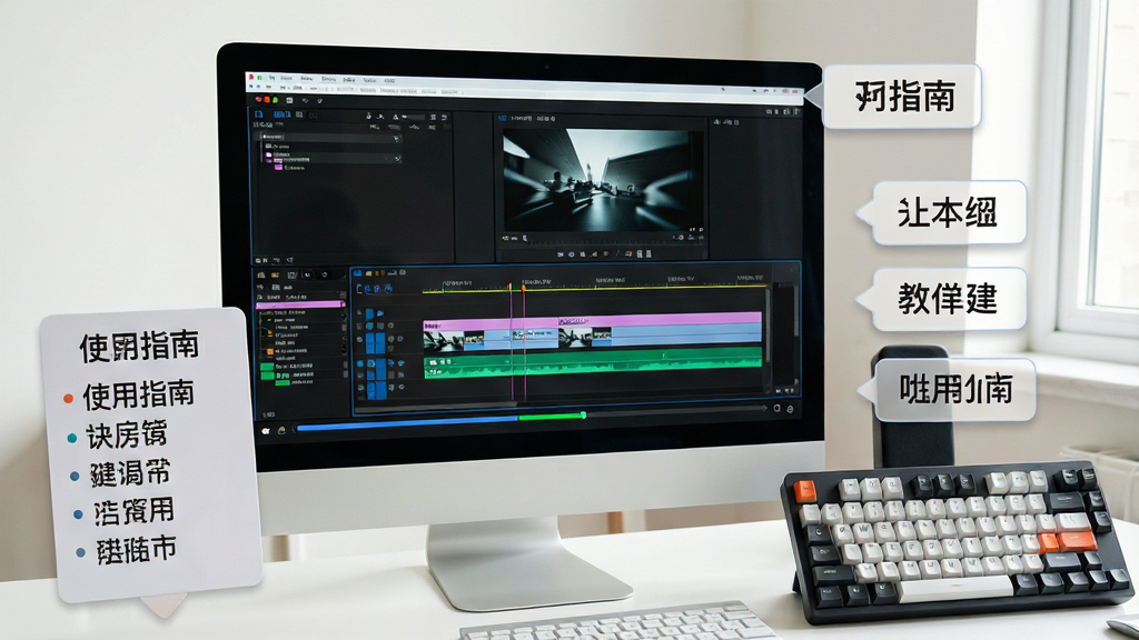 ���壺Adobe Premiere Proʹ�ý̳̳�����������Ļ��ʾʱ���߼������棬�Ա��п�ݼ���ʾ�������֣�����λ�����룬��Ļ�����������Ҳ��м��̣��Ϸ�Ư���ſ�ݼ�˵����ǩ���Ű棺��Ļ���С�ʹ��ָ�ϡ����֣��ײ��н���������񣺽�ѧ���������Ȼ�⡣ϸ�ڣ���Ļ����ʾ��ɫ��������������ϸ������ÿ�ݼ������ʣ����壬�ɾ��޶���Ԫ�ء�