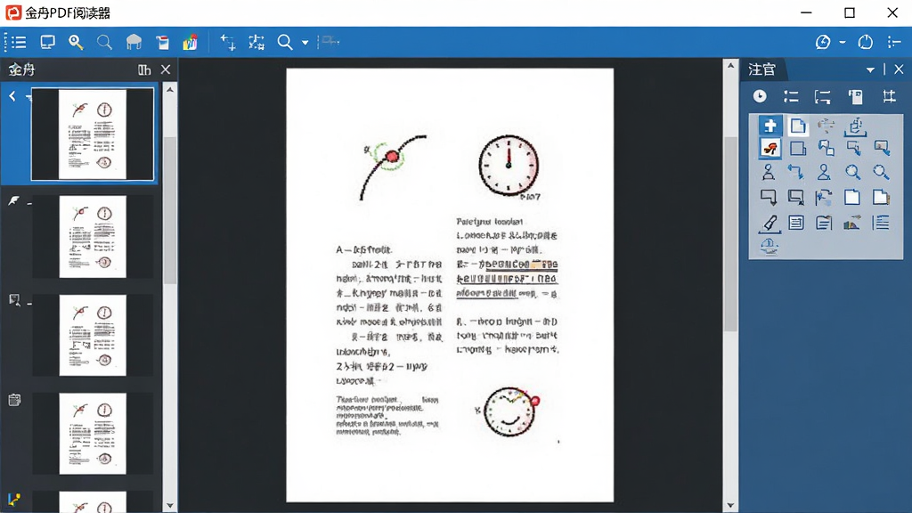 ����PDF�Ķ����������ͼ��չʾһ���PDF�ĵ����Ķ��������������Ϊ�������ͼ�����м��ĵ���ʾ�����Ҳ�ע�͹�����壬�����в˵����ͳ��ù���ͼ�꣬���岼��������࣬���Ϊ�ִ���ƽ����ƣ���ɫ��Ϊ��ɫ���ɫ������������ϸ�ڷḻ���޶���Ԫ�أ��ɾ����ࡣ