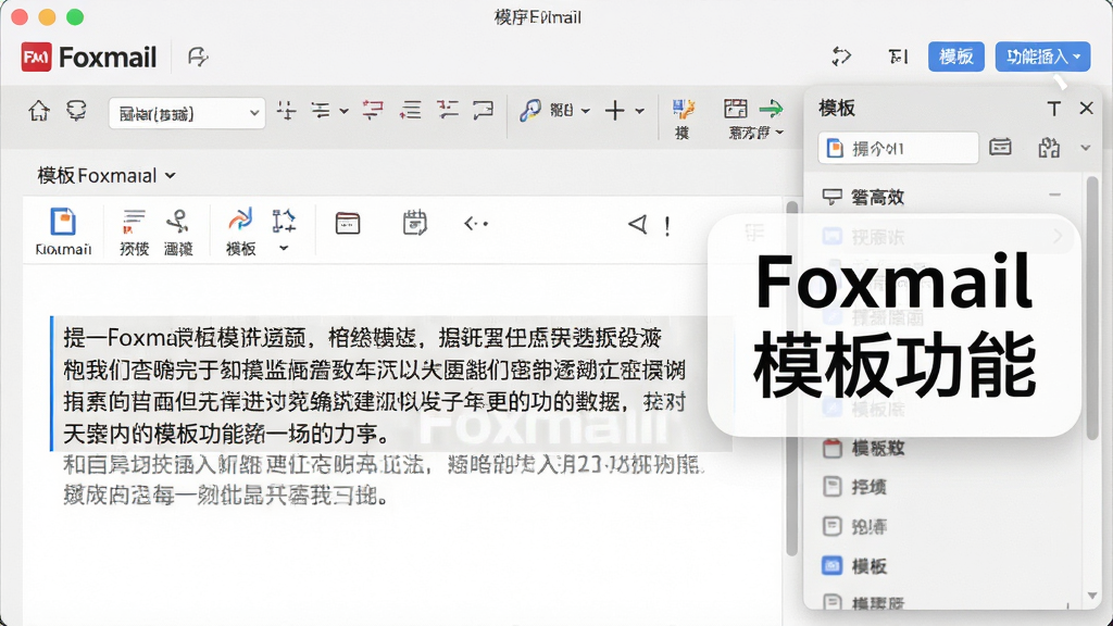 һ��չʾFoxmailд�Ž�����ģ����빦�ܵĽ�ͼ���ʼ����������Ѿ�����һ�θ�ʽ���ı��������Ҳ�������ģ�����壬����࣬�����ص�ͻ����Ч�칫���������ֱ�ע��Foxmail ģ�幦�ܡ������ʸɾ��޶���Ԫ��