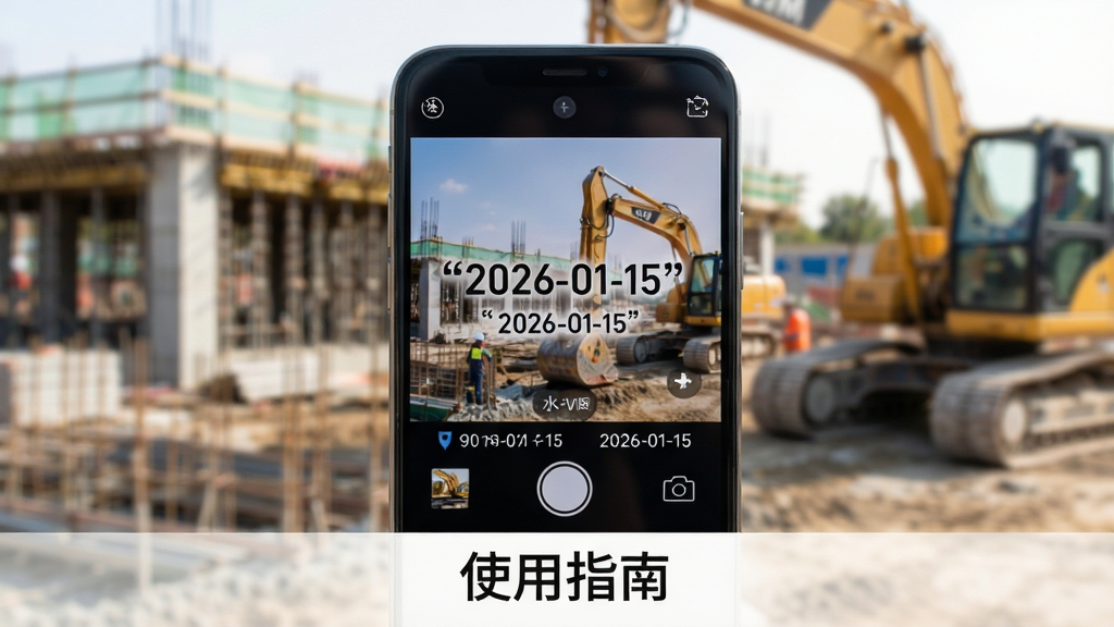 ���壺�ֻ���Ļ�ϳ��ָ㶨ˮӡ���������棬ˮӡ������ʾʱ��ص㣬����Ϊ����ʩ���ֳ����ֻ��·��С�ʹ��ָ�ϡ����֣����廭�����ࡣ���֣��ֻ����У������黯��ͻ��ˮӡ���֡��Ű棺ˮӡ���ּ����ţ��硰2026-01-15�����������������дʵ��Ӱ��񣬹�����Ȼ��ϸ�ڣ��ֻ���Ļ�������������ʣ����壬�ɾ����޶���Ԫ�ء�