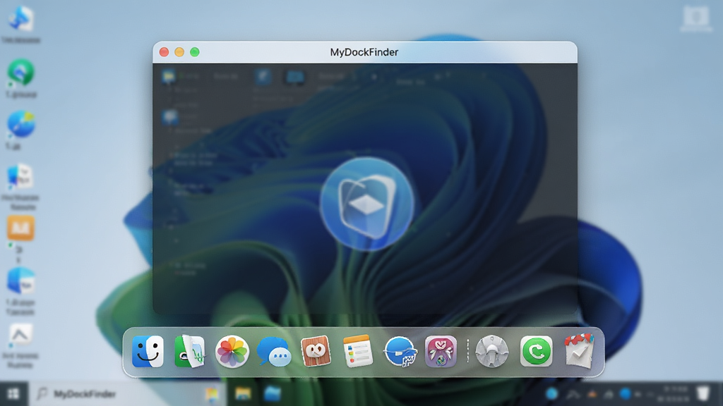 ��������չʾһ����Ϊ��MyDockFinder�������������棬��macOSϵͳ�ײ�Dock����Բ�ǰ�͸��ë����Ч����ͼ�꾫�����У�����Ϊģ����Windows�����ֽ�����岼�ּ������������ִ��Ƽ��У�ϸ�ڳ���ϸ������ʸУ����ʸ���ɾ����޶���Ԫ��