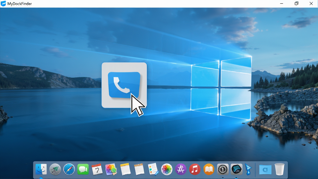 չʾMyDockFinder��Windows���������е�ʵ��Ч��ͼ����Ļ����Ϊ�羰��ֽ���ײ�Dock�������ɼ������ָ����ͣ��һ��ͼ���ϣ�ͼ��Ŵ󣬻����������������������ʵ��Ȼ�����ʸߣ��ɾ��޶���Ԫ��