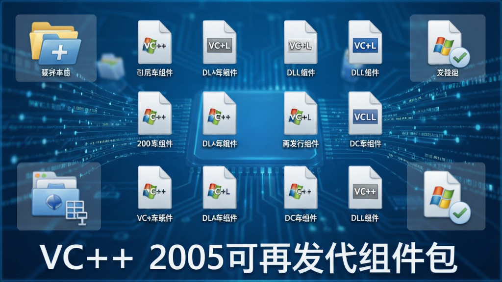 ���壺VC++ 2005���ٷ�����������п��ļ��飻���֣�����չʾ�ļ�ͼ�����У���Χ��ϵͳ�ļ�����ע���ʾ��ͼ���Ű棺����״�ֲ����ײ��С�VC++ 2005���ٷ������������������񣺿Ƽ�����ɫ������͸��������ϸ�ڣ�ÿ��DLLͼ���ϱ�ע���ƣ����������������������ʣ��߷ֱ��ʣ��ɾ��޶���Ԫ��